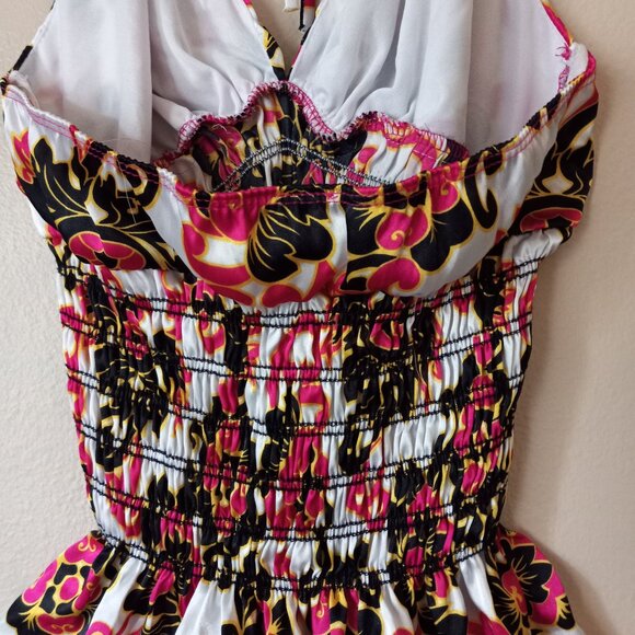 FLAMINGO USA Sexy Pink/Yellow/Black/Cream Backless Tank Women's L - Picture 10 of 12
